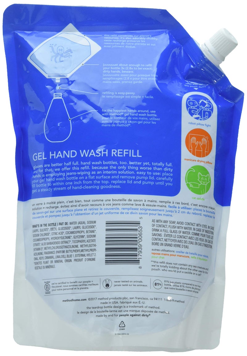 Method Gel Hand Wash Refill, 34oz, Sea Minerals Scent, Plastic Pouch - Image 2